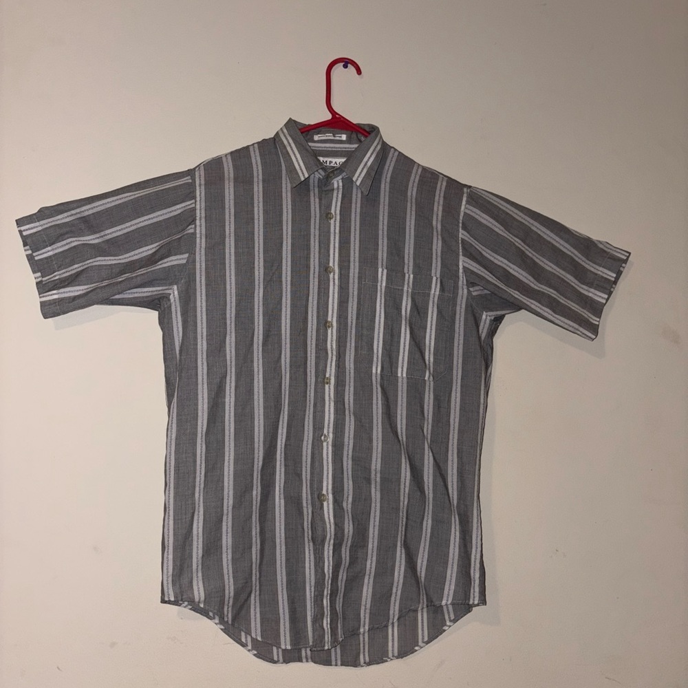 VINTAGE single stitch Impact Gray Casual Button Down Shirt with Stripes
